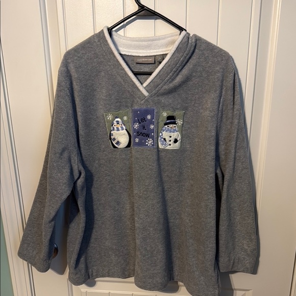 Croft & barrow Gray Snowman Embroidered Pullover 2XL - Picture 1 of 4